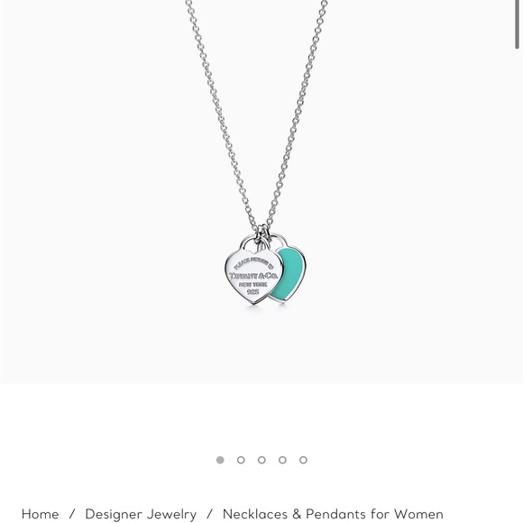 Tiffany & Co. Jewelry - Tiffany & Co. Silver Double Heart Necklace with Turquoise Enamel